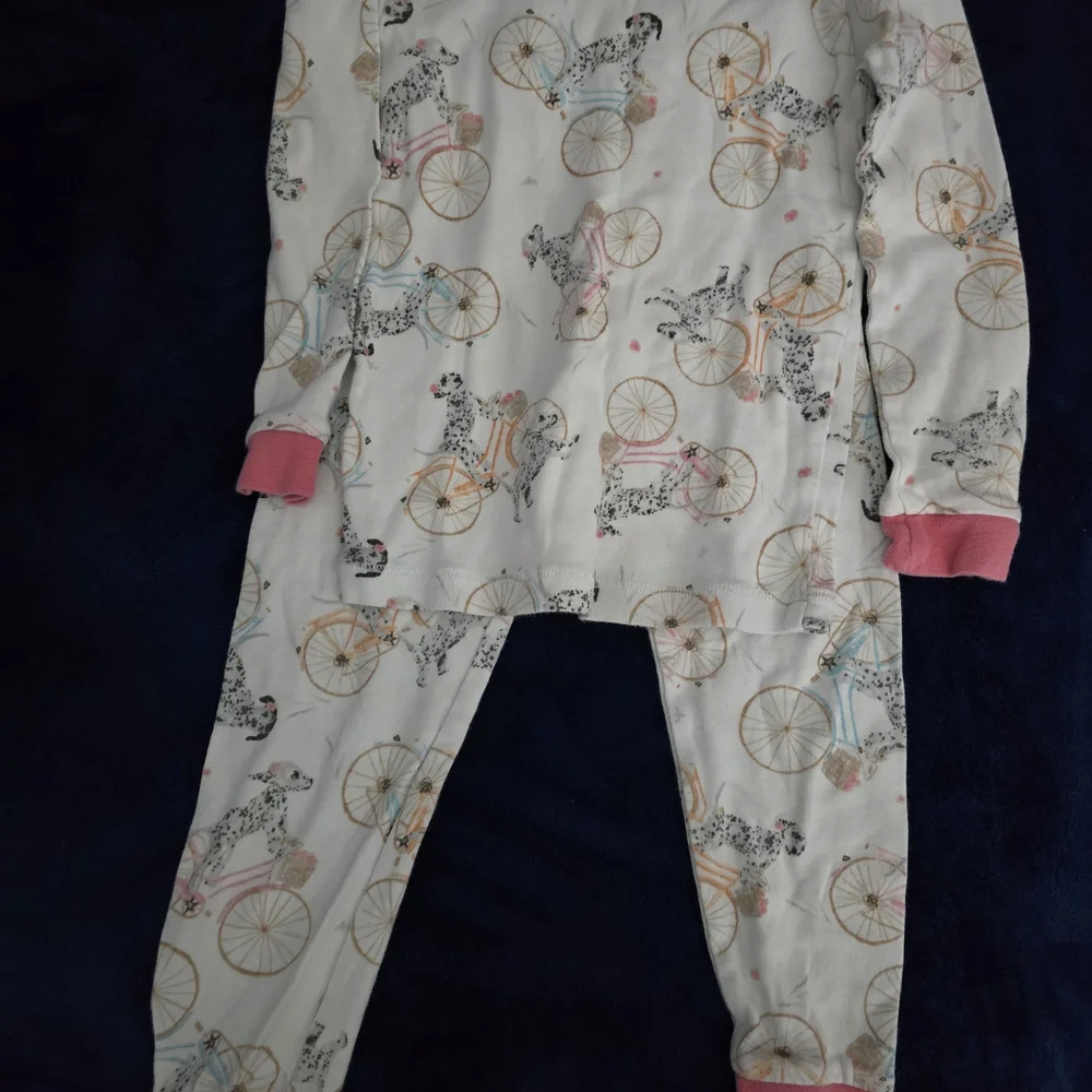 Burt's Bees White Dalmatian & Bicycle Pajama Set with Pink Accents